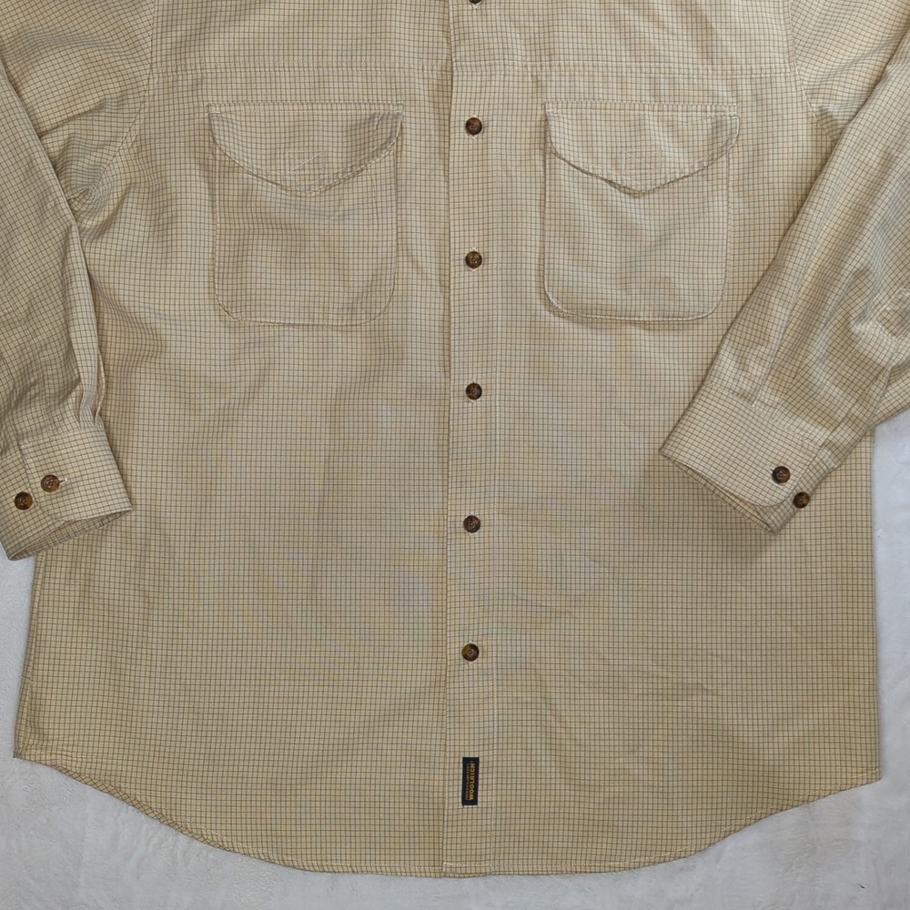 John Rich Bros Woolrich Mens Yellow Checkered Vented Hiking Fishing Shirt Size L - Picture 3 of 15